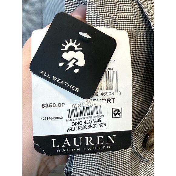 Lauren Ralph Lauren Stanza Men’s 40S Cream Puppytooth Rain Coat Classic Fit NWT - Picture 5 of 9